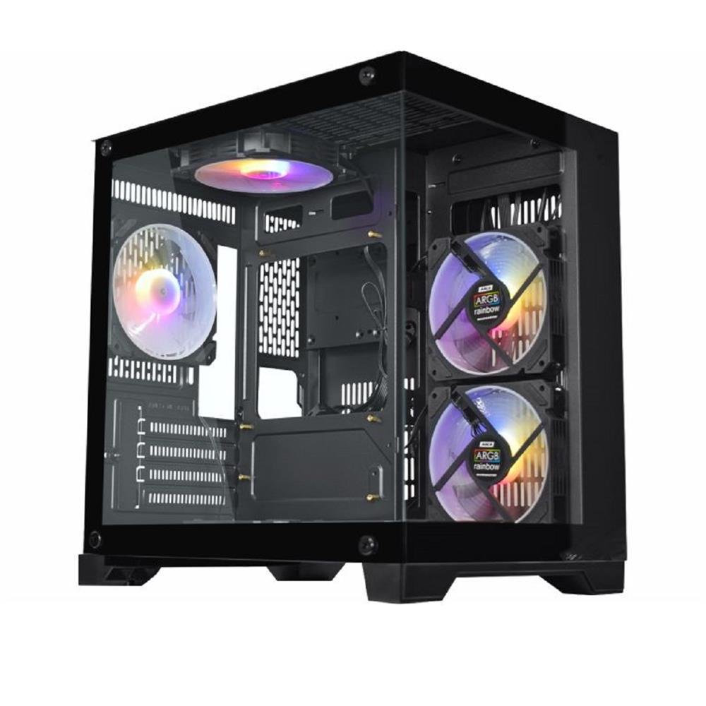 Gabinete Gamer K-Mex Space Aqua CG-10KN, Mini Tower, Vidro Temperado, Sem Fonte, Sem Fan, Preto