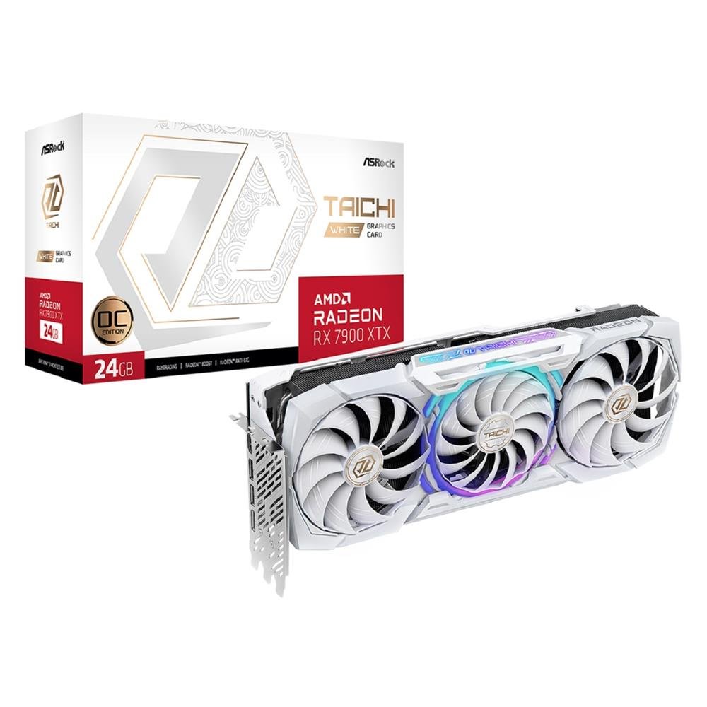 Placa De Vídeo Asrock Radeon Rx 7900 Xtx Taichi Oc, 24Gb, Gddr6, 384-Bit, Argb, Branco