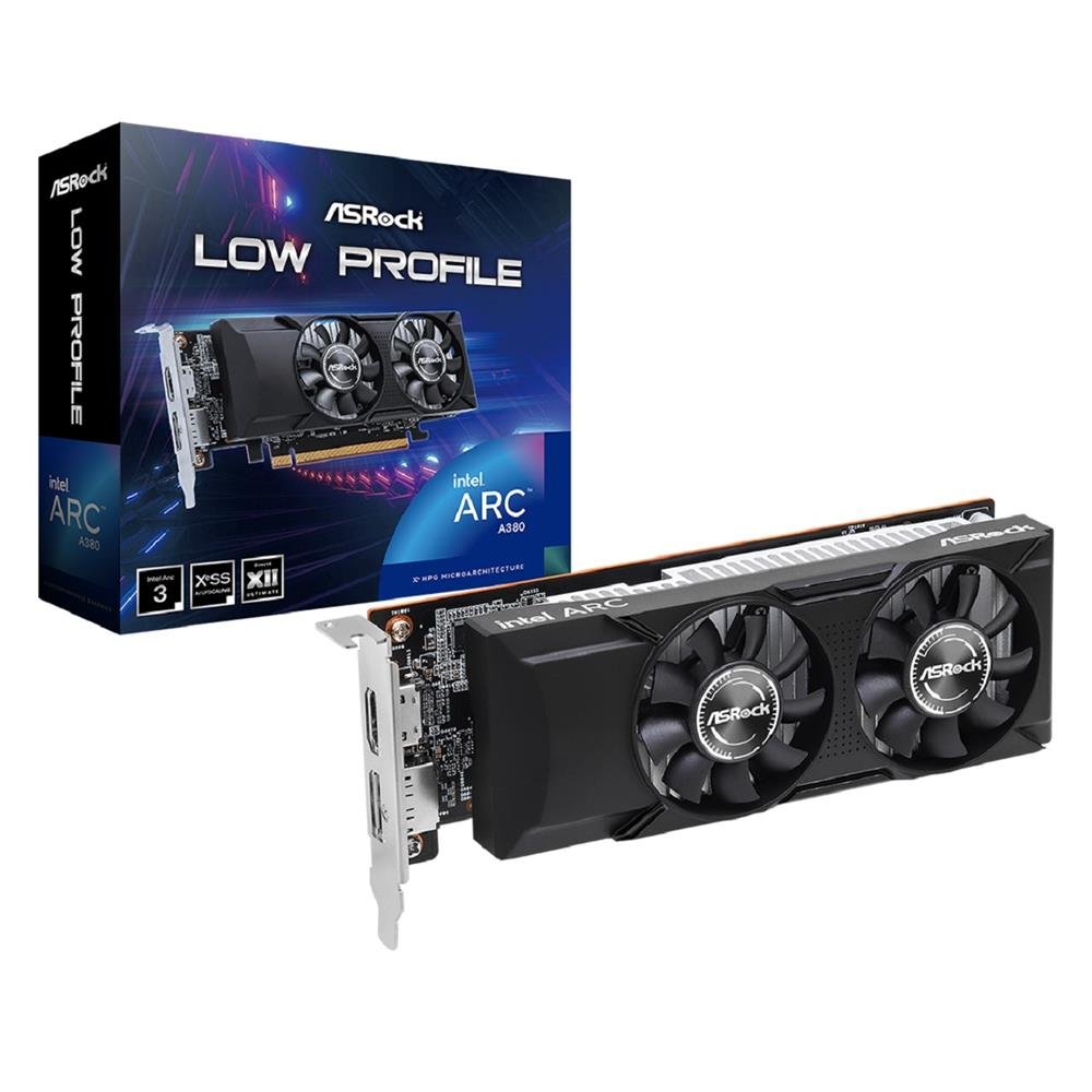 Placa De Vídeo Asrock Arc A380 Low Profile, 6Gb, Gddr6, 96-Bit, Preto