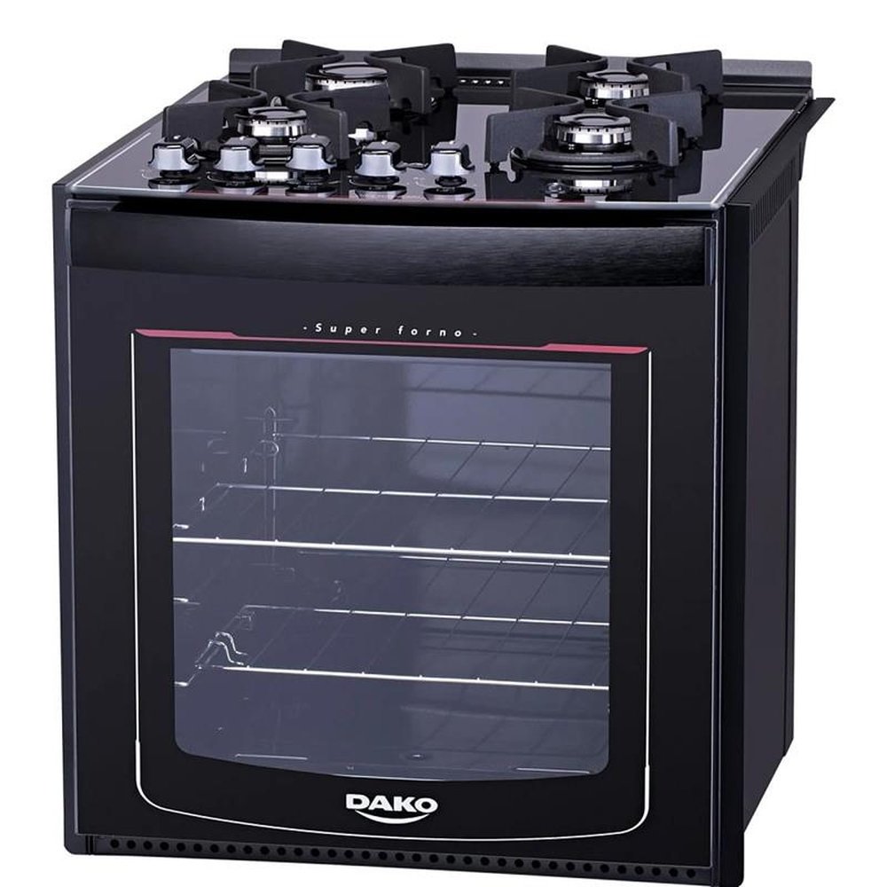 Fogão de Embutir Dako 4 Bocas Turbo Glass Preto - Bivolt