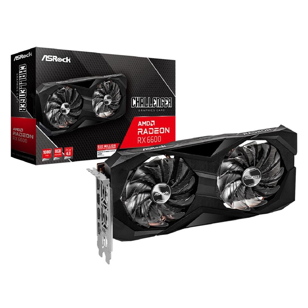 Placa de Video ASRock Radeon RX 6600 Challenger D, 8GB, GDDR6, 128-Bit, Preto