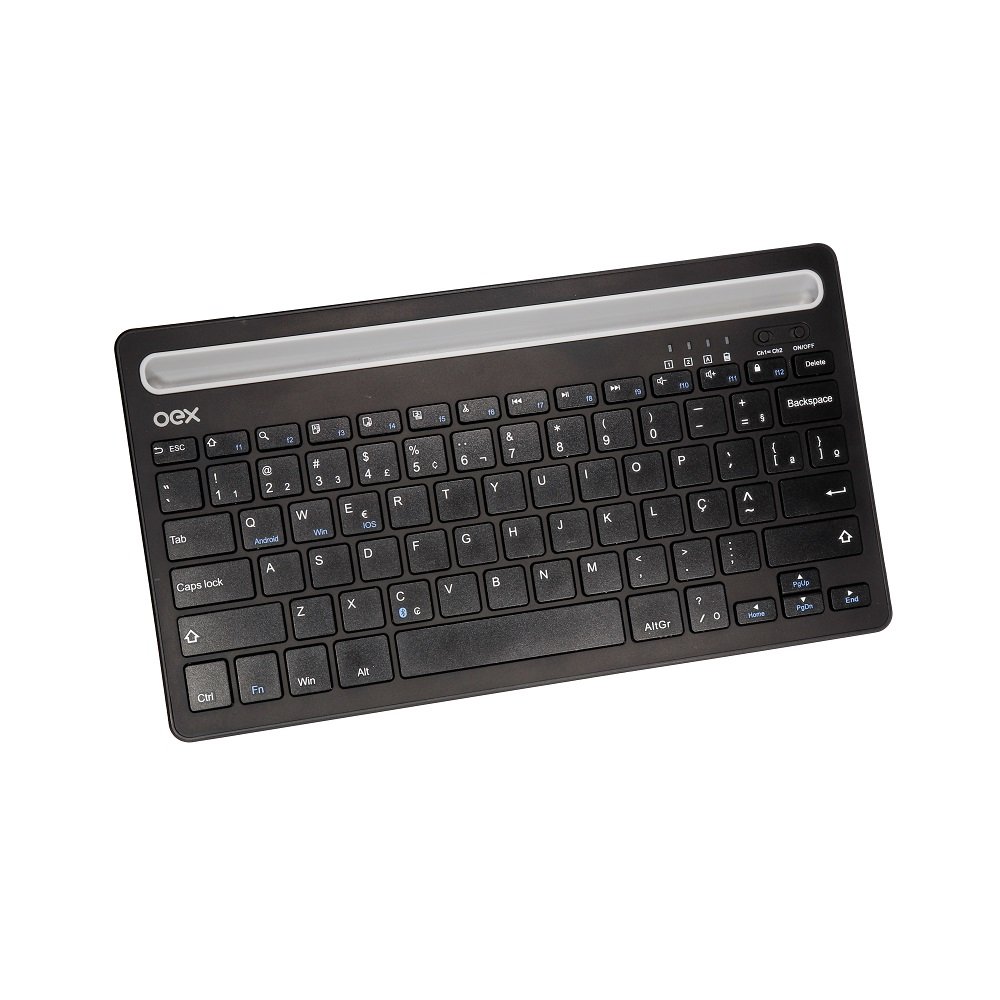 Teclado Bluetooth Recarregavel Tc502 Plus Para Pc Tab Smart Preto Abnt2 Oex