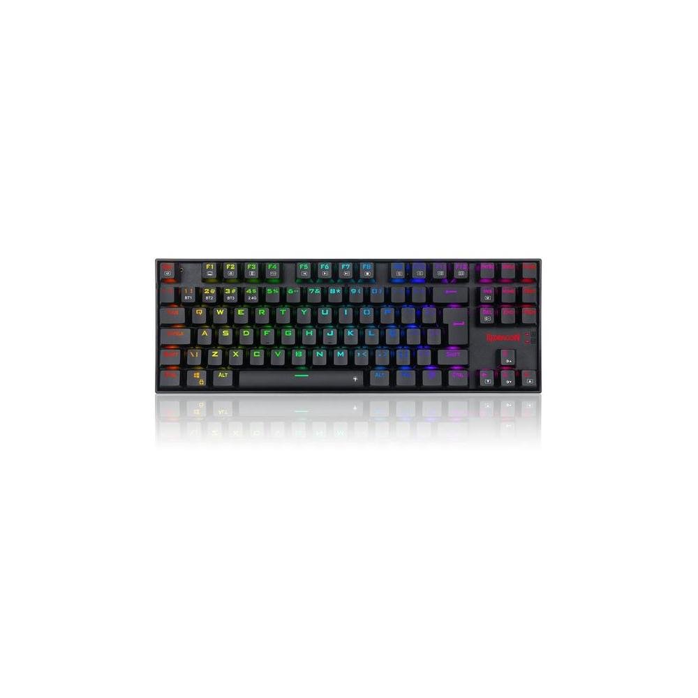 Teclado Gamer Mecanico Sem Fio Kumara Pro, Switch Blue, Preto, Rgb, Abnt2, Wireless E Bluetooth, K552rgb-Brs-B (Pt Blue), Redragon