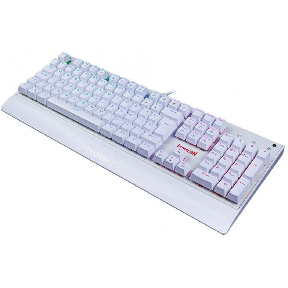 Teclado Mecanico Gamer Redragon Kala Lunar, RGB, Switch Brown, ABNT2, USB, Branco