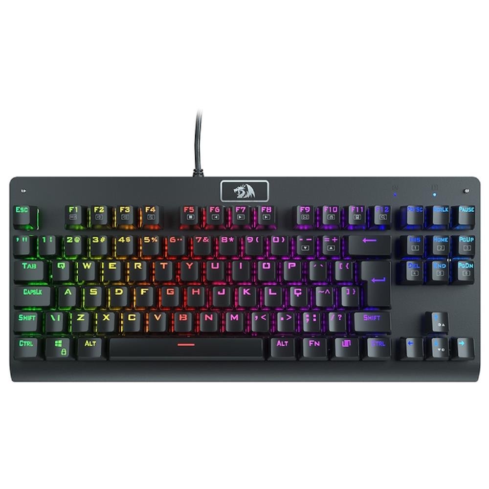 Teclado Mecanico Redragon Dark Avenger TKL, RGB, Switch Brown, ABNT2, USB, Preto