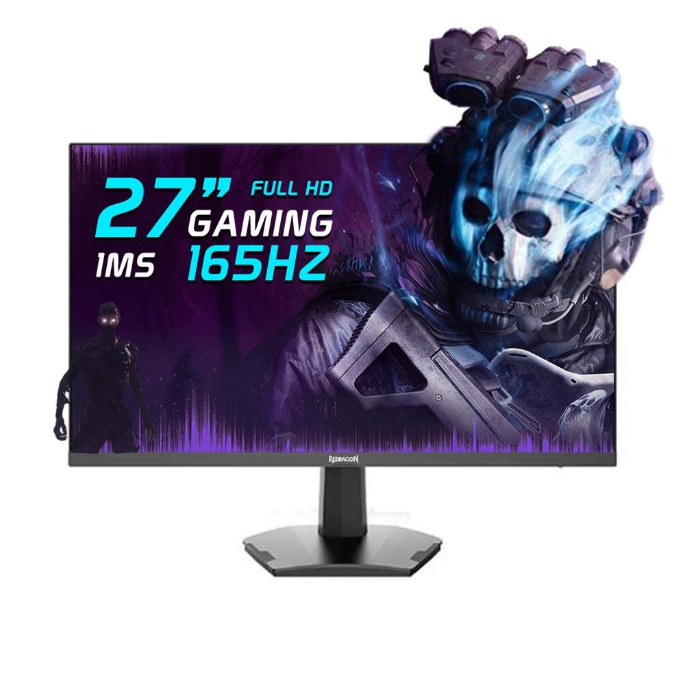 Monitor Gamer Redragon Mirror 27", Ips, Full Hd, 165Hz, 1Ms, Freesync, Hdmi E Display Port, Preto