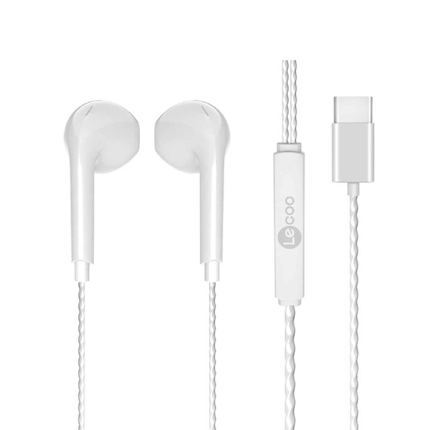 Fone De Ouvido Eh104wh-C Lecoo, Driver 10Mm, Usb-C, Microfone, Intra, Branco
