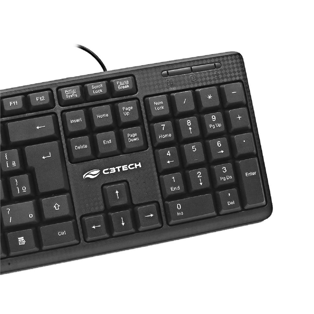 Teclado C3Tech KB-14BK, USB, ABNT2, Preto