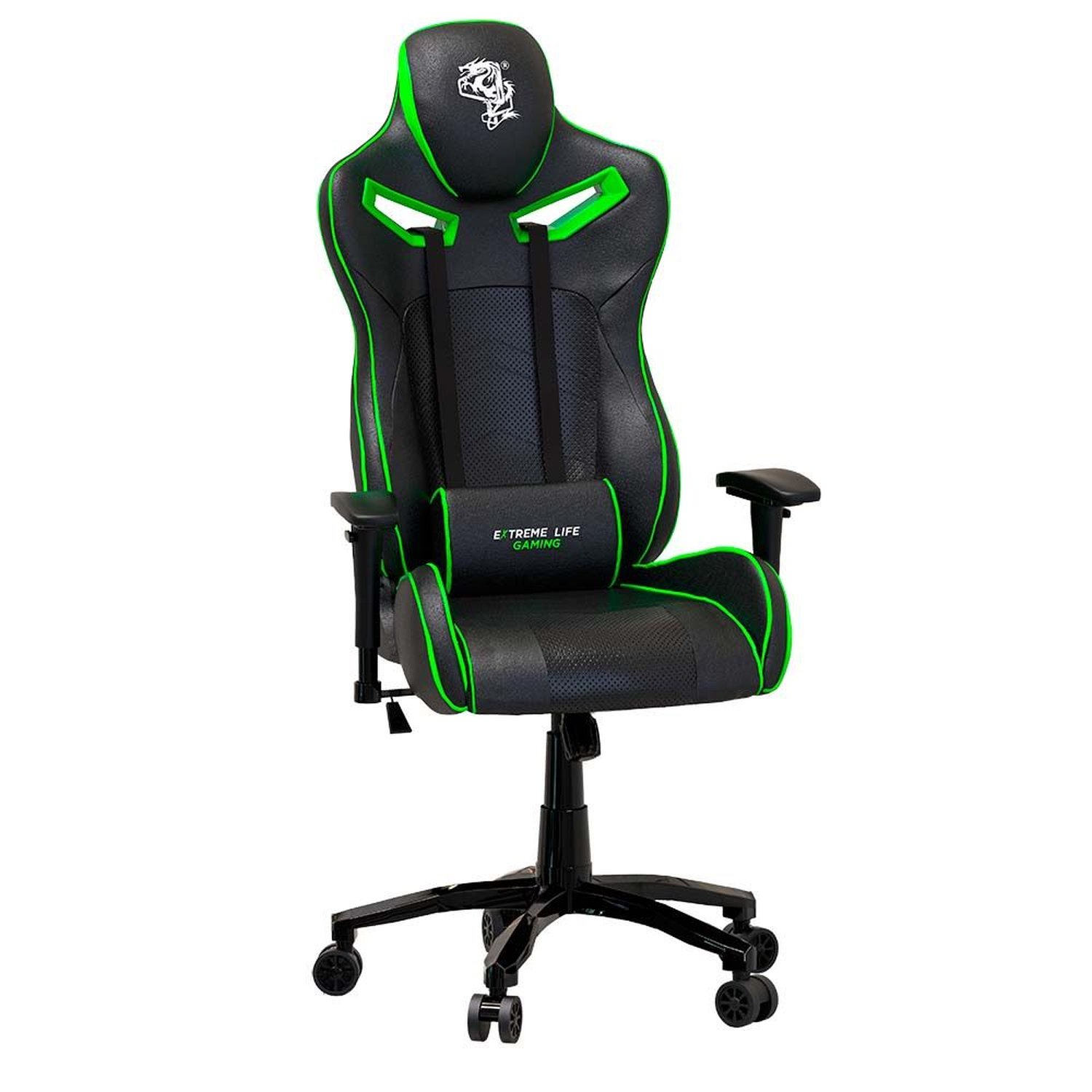 Cadeira Gamer Super Hero Com Encosto Reclinavel e Bracos Ajustaveis Cor: Preto e Verde