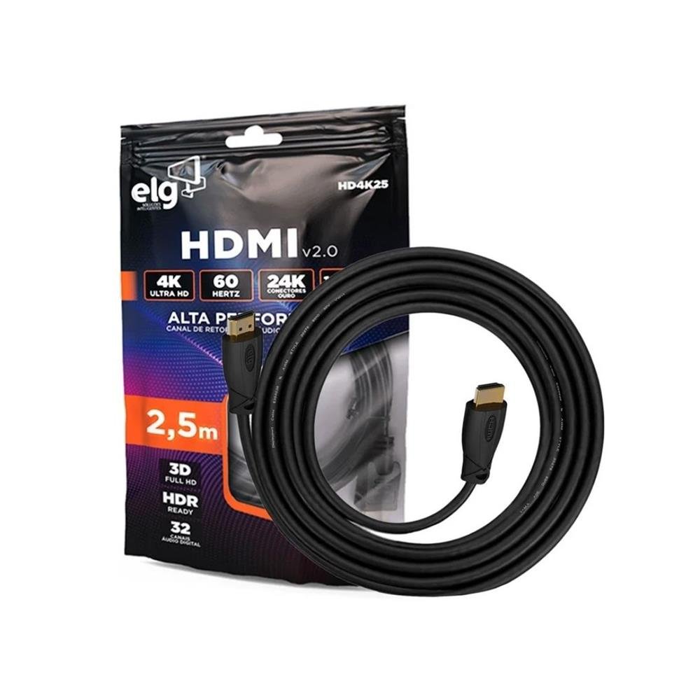 Cabo Ready ELG 2.5M 4K Ultra HD HDMI 2.0V HD4K25 Preto