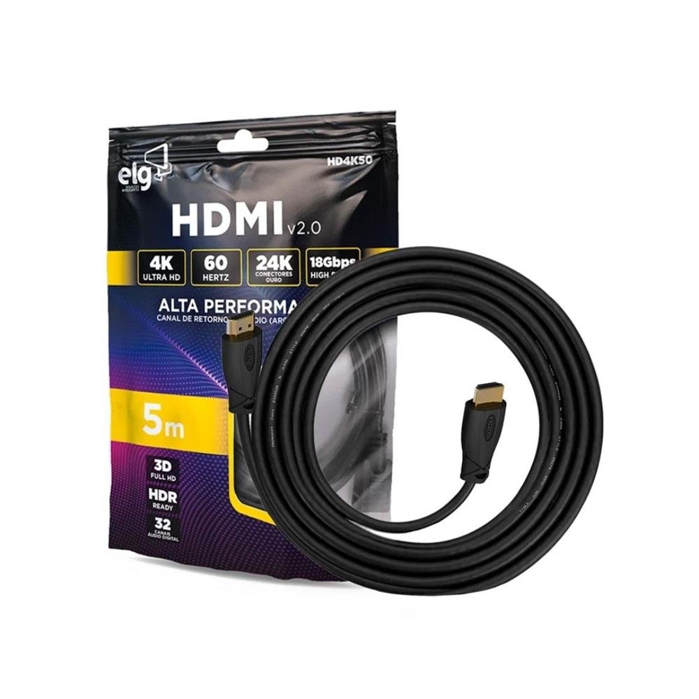 Cabo Hdmi 2.0V 3D Ready 4K De 5M Elg Hd4k50