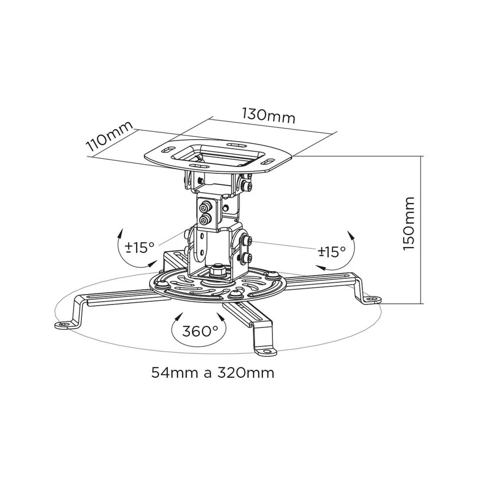 Suporte Projetor De Teto, 22cm, Branco, Pro100w, Elg