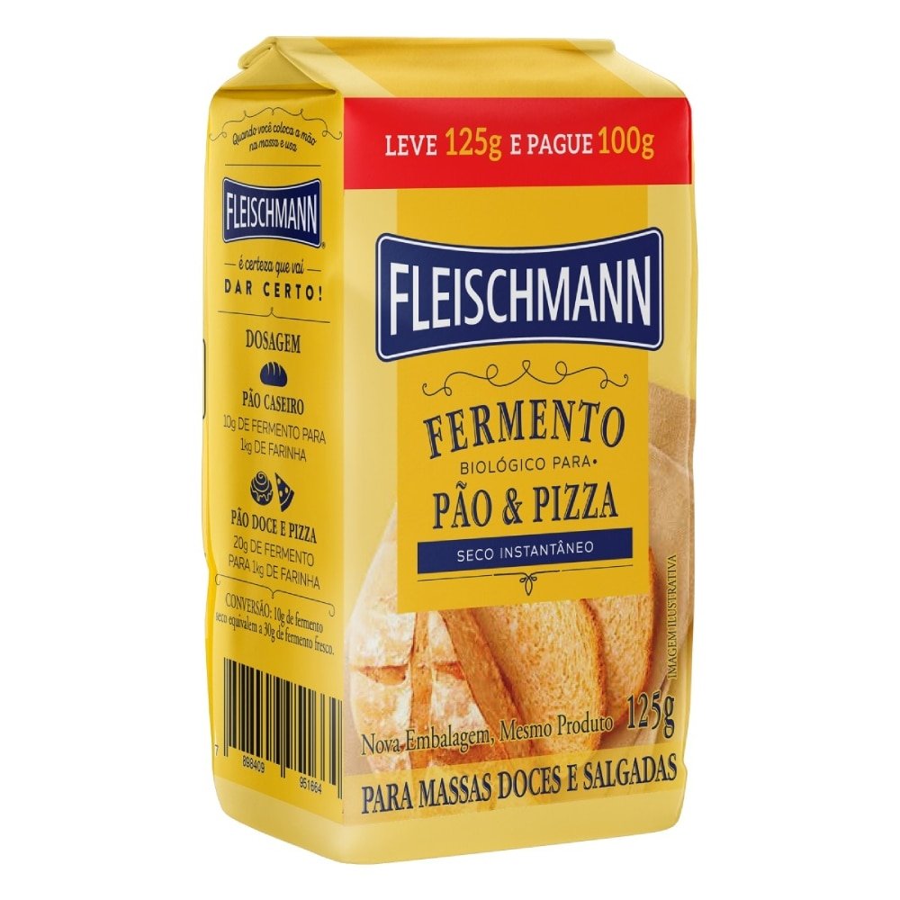 Fermento Biológico Fleischmann 125g - Embalagem com 16 Unidades