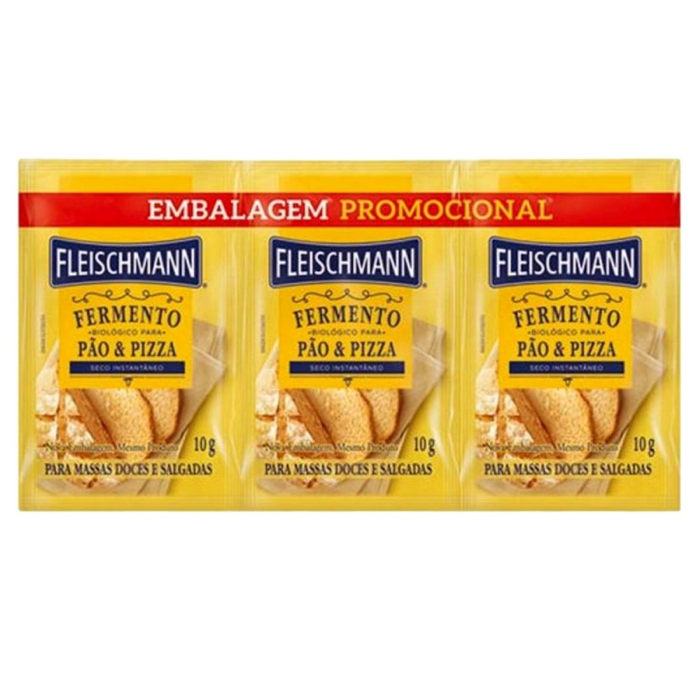 Fermento Biológico Fleischmann Seco Instantâneo 30g, Leve 3 Pague 2 - Embalagem 16 Unidades