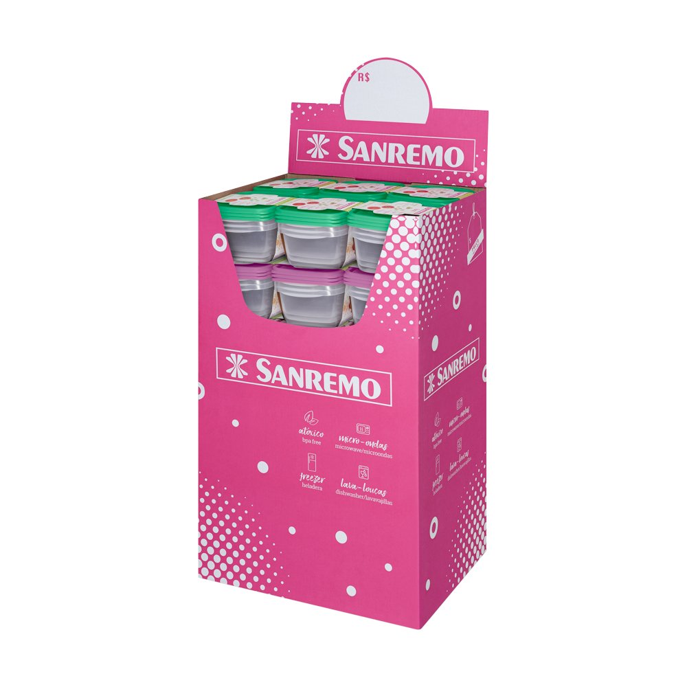 Caixa Promocional Potes Plasticos Sanremo Com 42 Conjuntos De Potes 800 Ml