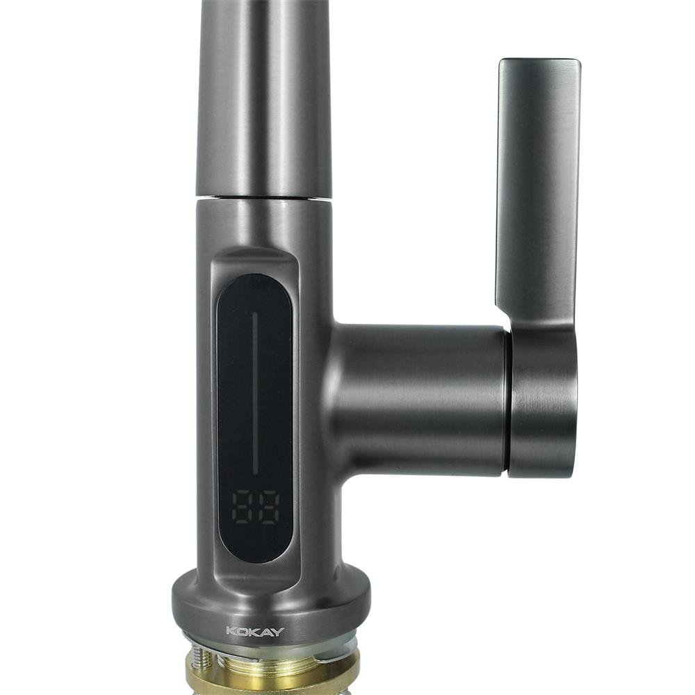 Torneira Inteligente Com Display De Temperatura Cozinha Cinza - KOKAY