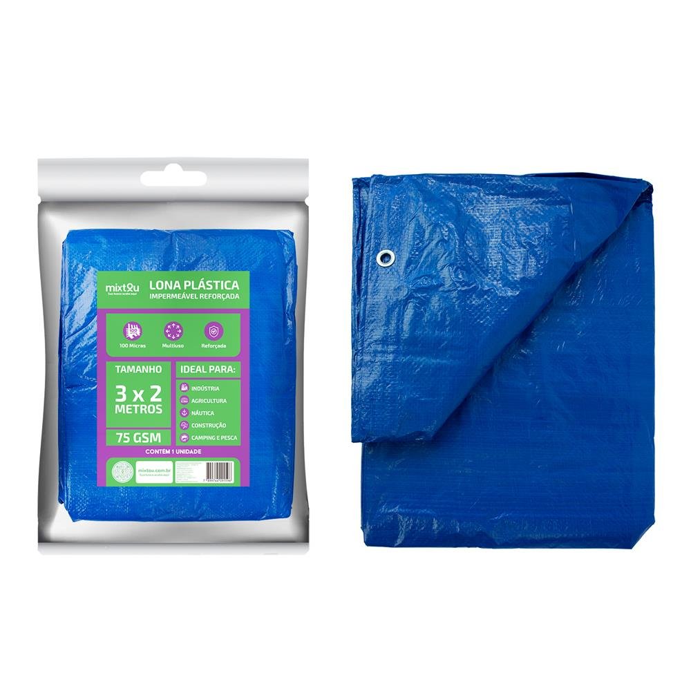Lona Impermeável Reforçada 100 Micras Multiuso 3x2 Metros - Mixtou