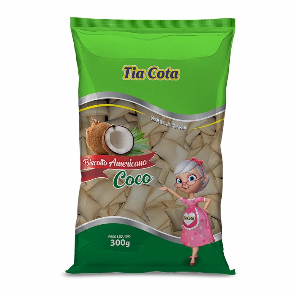 Biscoito Americano de Coco 18 Unidades 300 Gramas