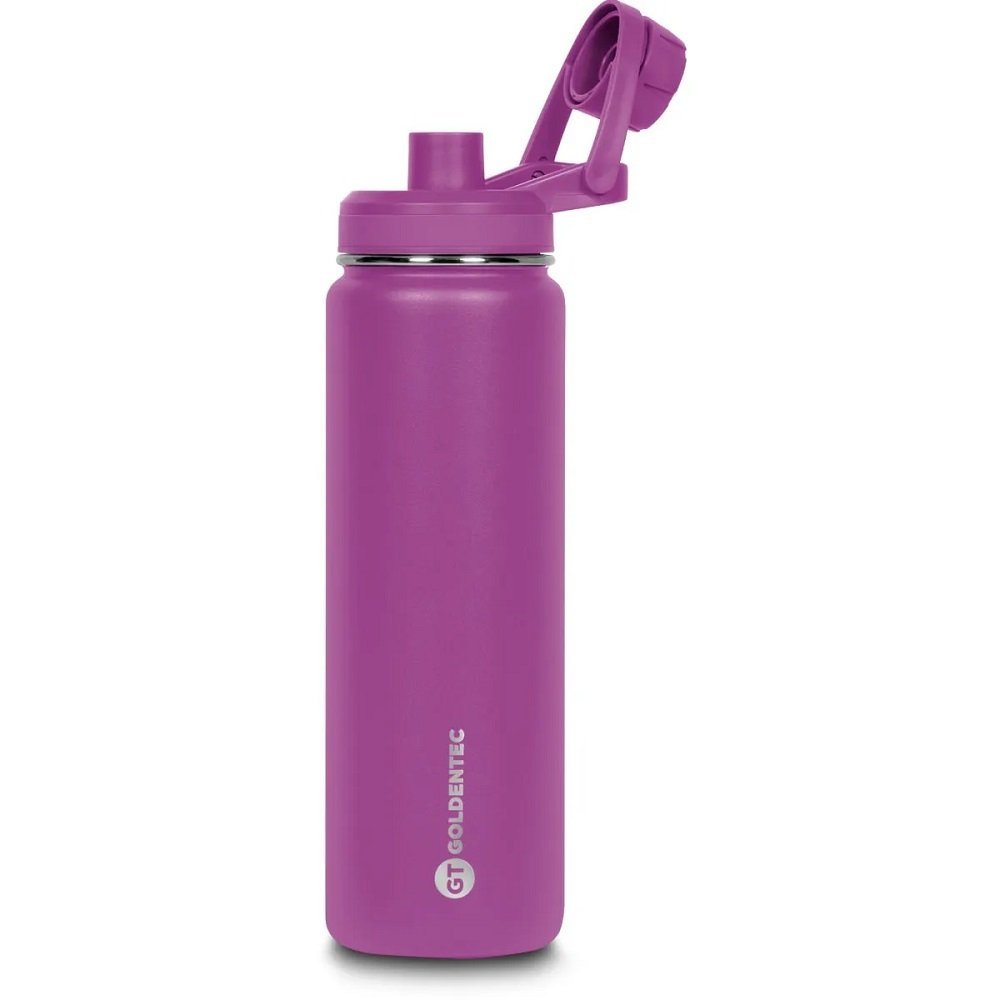 Garrafa Térmica Inox Goldentec Thermos 750 ml para bebidas quentes ou frias com tampa, bico e base emborrachada Roxo