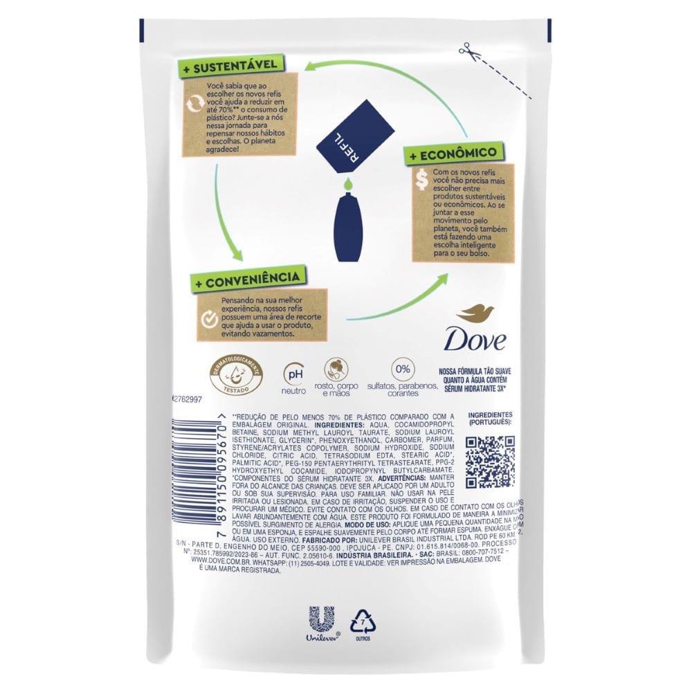 Sabonete Líquido Dove Pele Sensivel Refil Sache 200ml