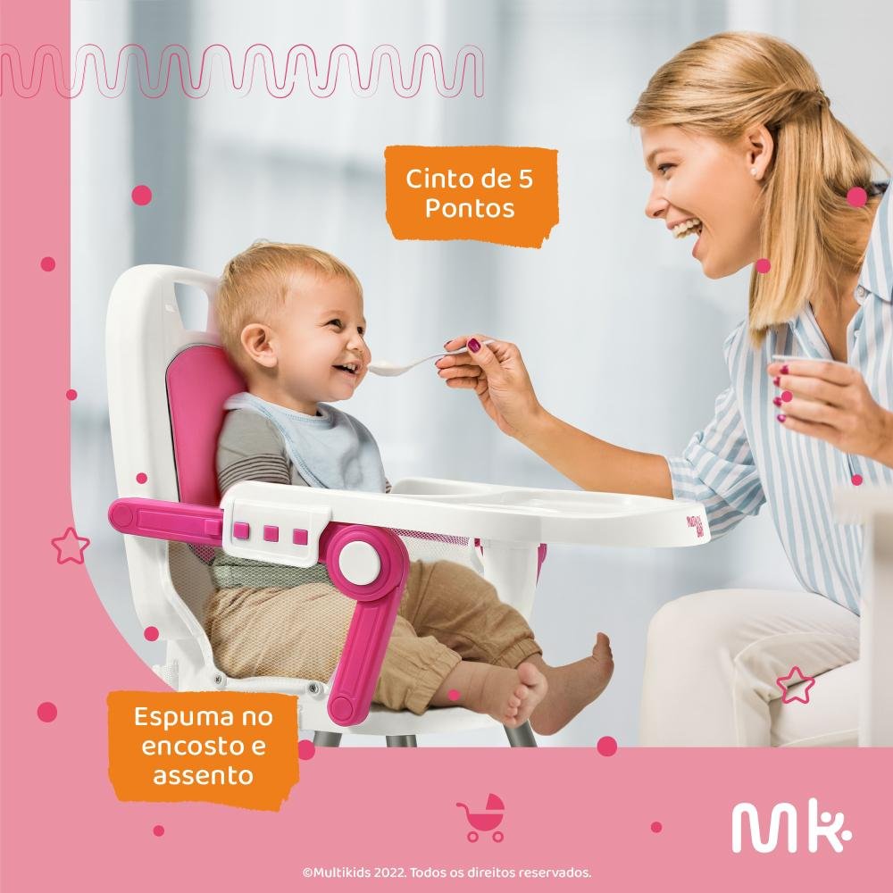 Cadeira de Alimentação Berry 3 em 1 Rosa Multikids Baby - BB390