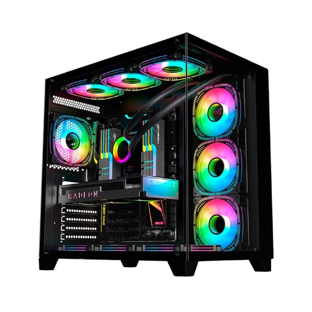 Gabinete Gamer K-Mex Ghost Shark Cg-02J1, Mid Tower, Vidro Temperado, Sem Fonte, Sem Fan, Preto