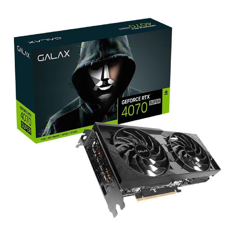 Placa de Vídeo Galax GeForce RTX 4070 Super 1-Click OC 2X, 12GB, GDDR6X, 192-Bit, Preto