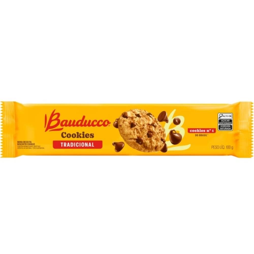 Biscoito Bauducco Cookies Original 100g - Embalagem com 45 Unidades