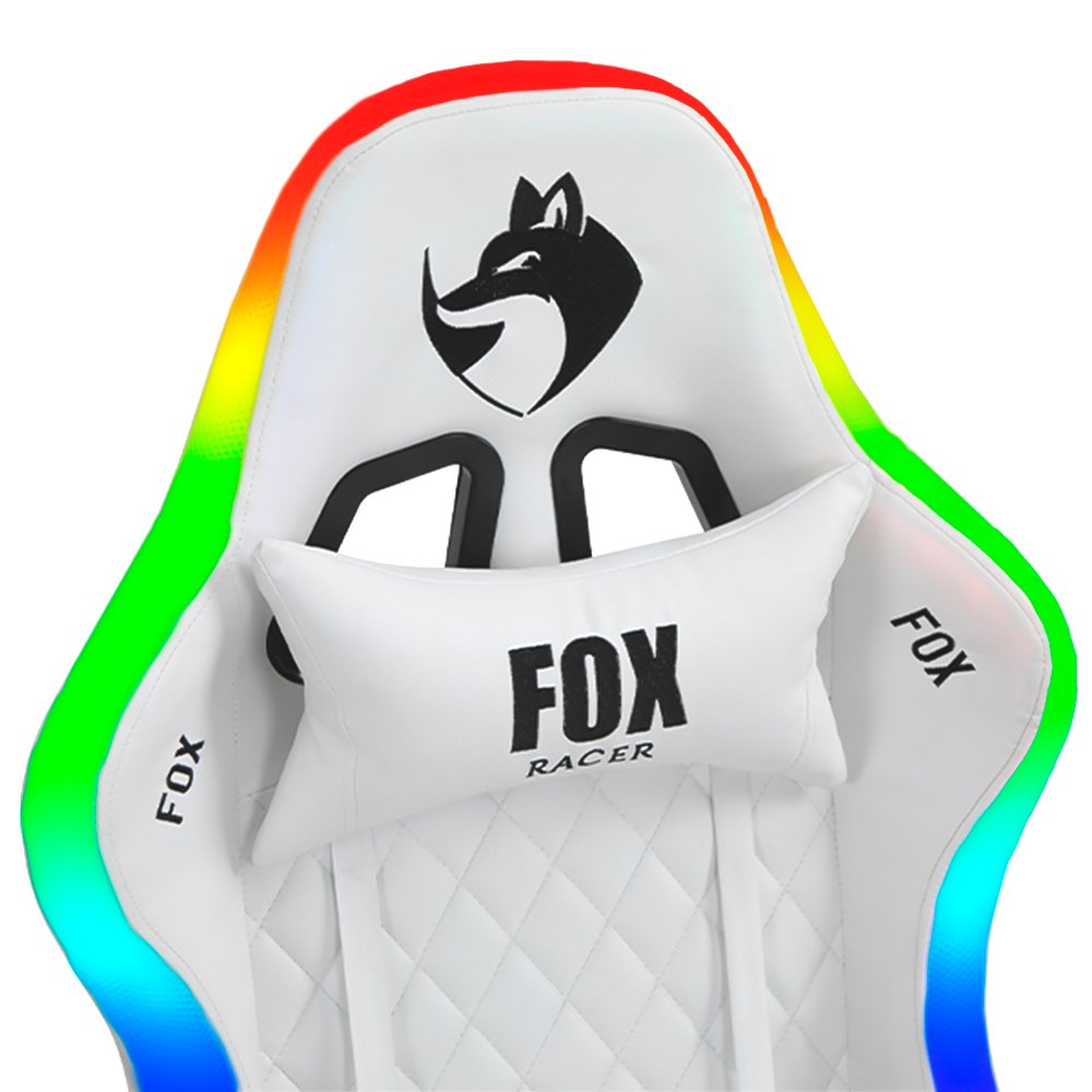 Cadeira Gamer Fox Racer RGB Branca com Iluminação e Alto-Falante