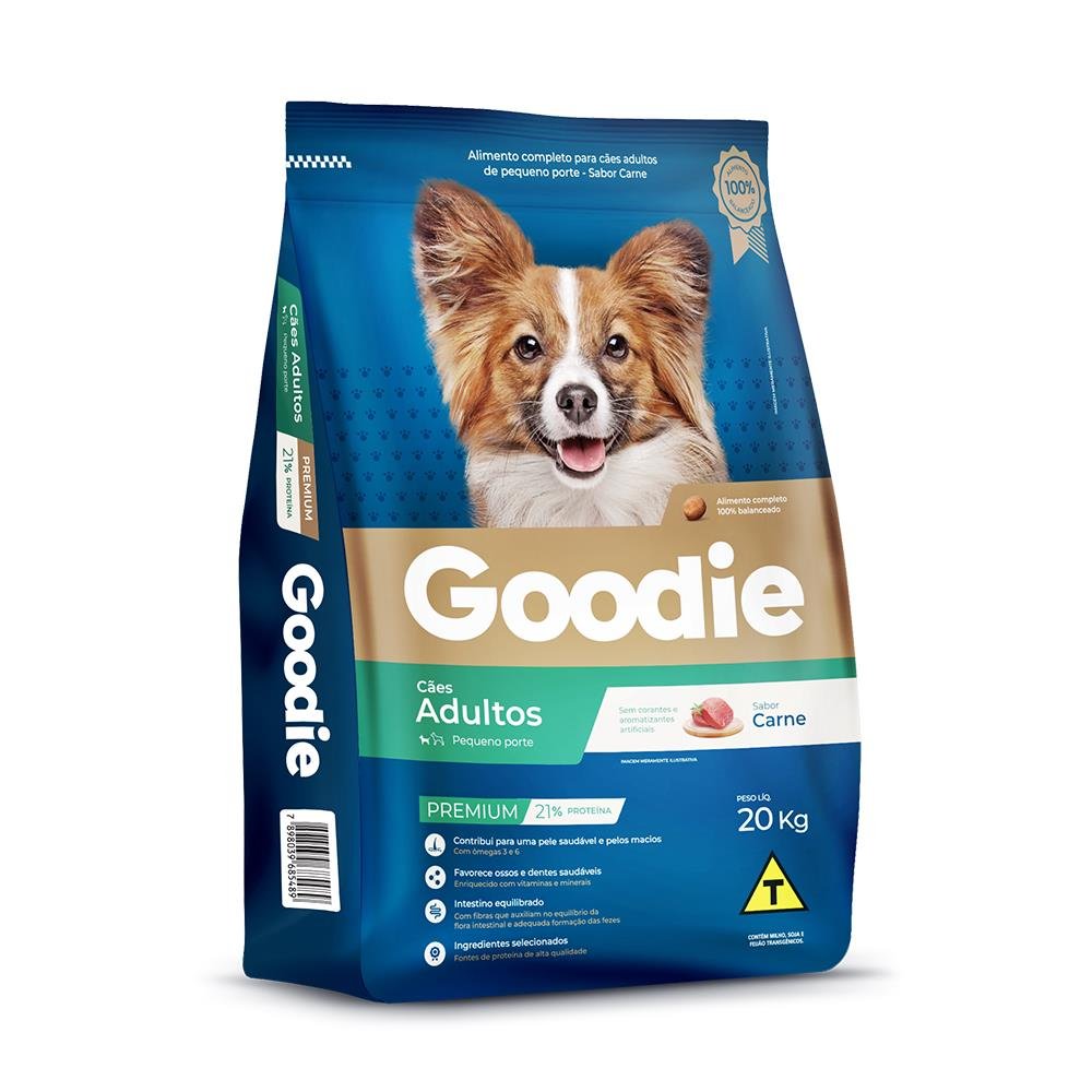 Ração Premium Goodie Cão Adulto Pequeno Porte Carne 20kg