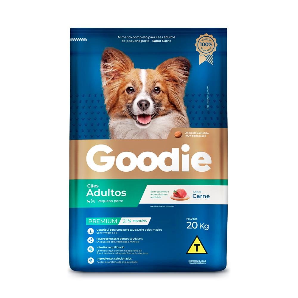 Ração Premium Goodie Cão Adulto Pequeno Porte Carne 20kg