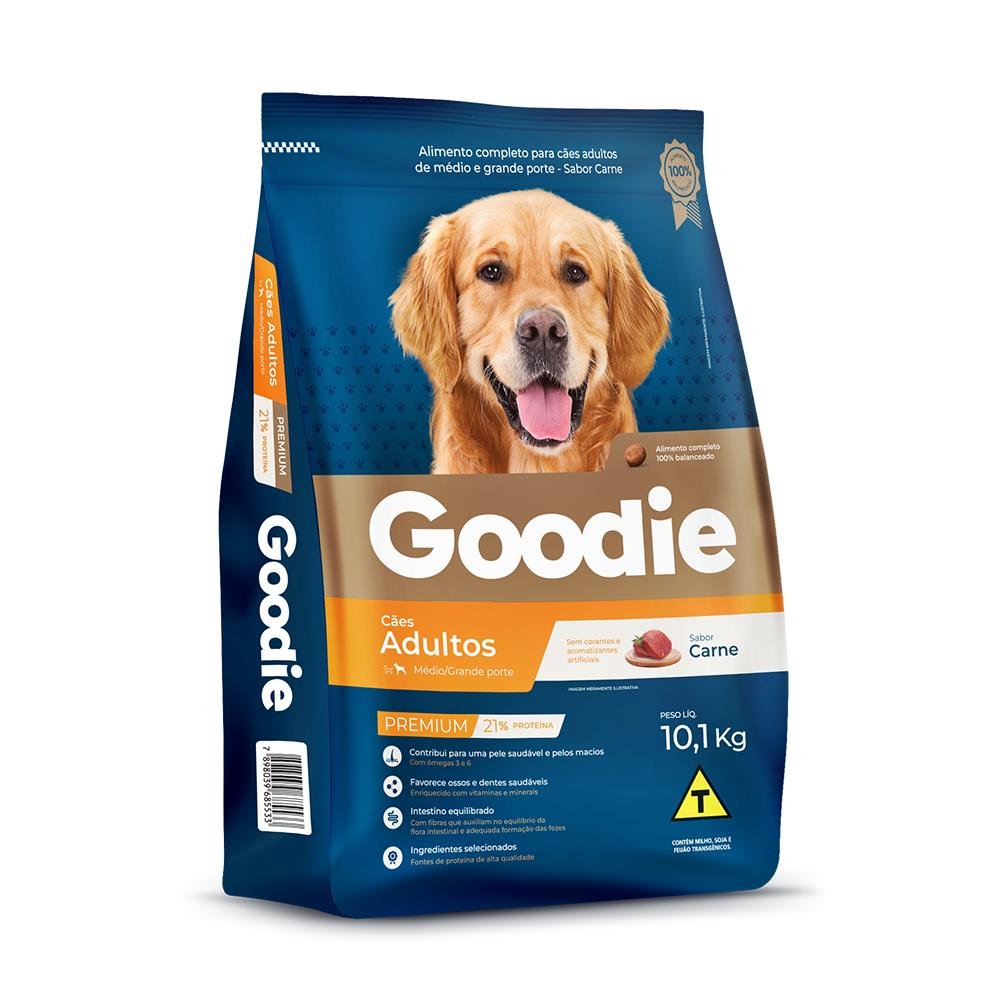 Ração Premium Goodie Cão Adulto Médio e Grande Porte Carne 10,1kg