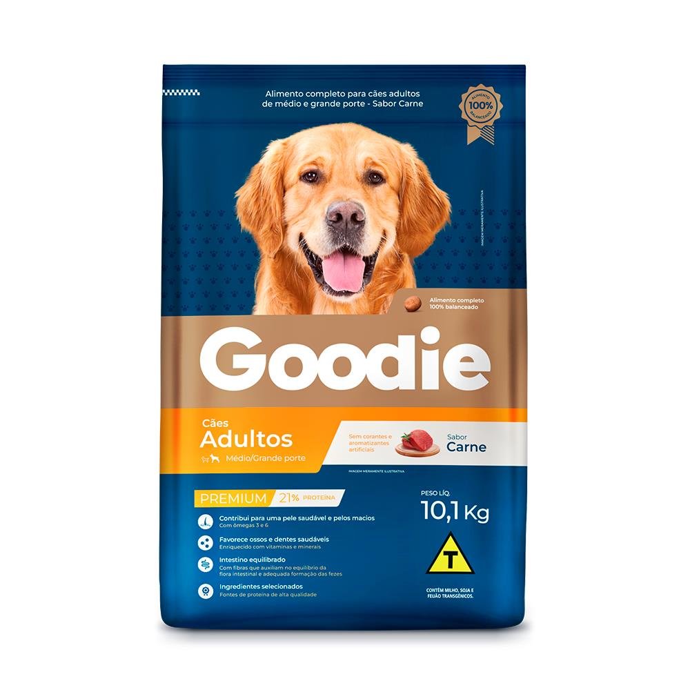 Ração Premium Goodie Cão Adulto Médio e Grande Porte Carne 10,1kg