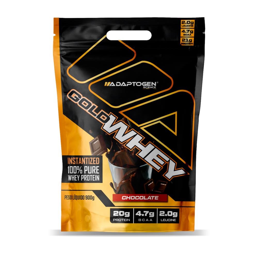 Whey Protein Concentrado Gold Whey Refil Adaptogen 900g Sabor Chocolate