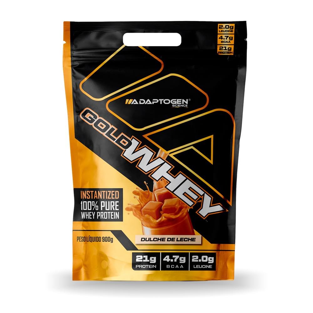 Whey Protein Concentrado Gold Whey Refil Adaptogen 900g Sabor Doce de Leite