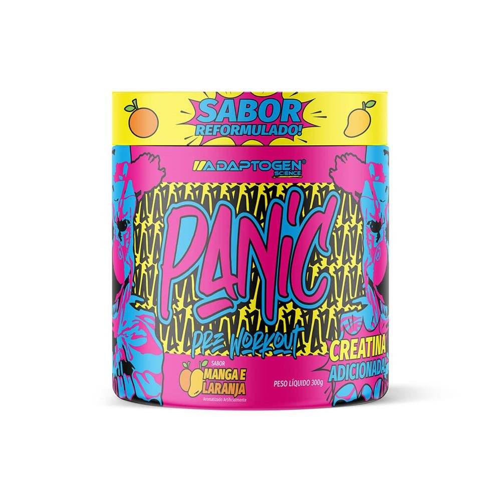 Pre Treino 300g Panic Adaptogen Adicionada Creatina Sabor Manga e Laranja