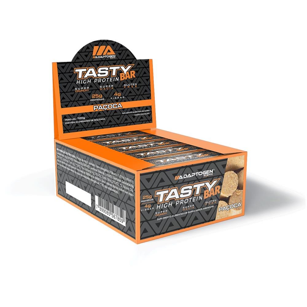 Tasty Hig Protein Bar Adaptogen 90g Paçoca 8x1