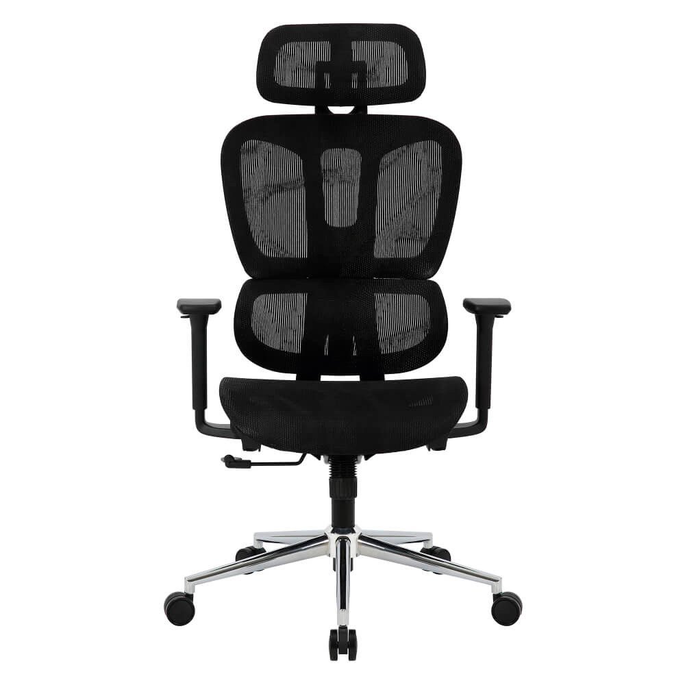 Cadeira Office Ergonômica Mesh Preto - Com apoio Lombar e Pescoço e Braço ajustável