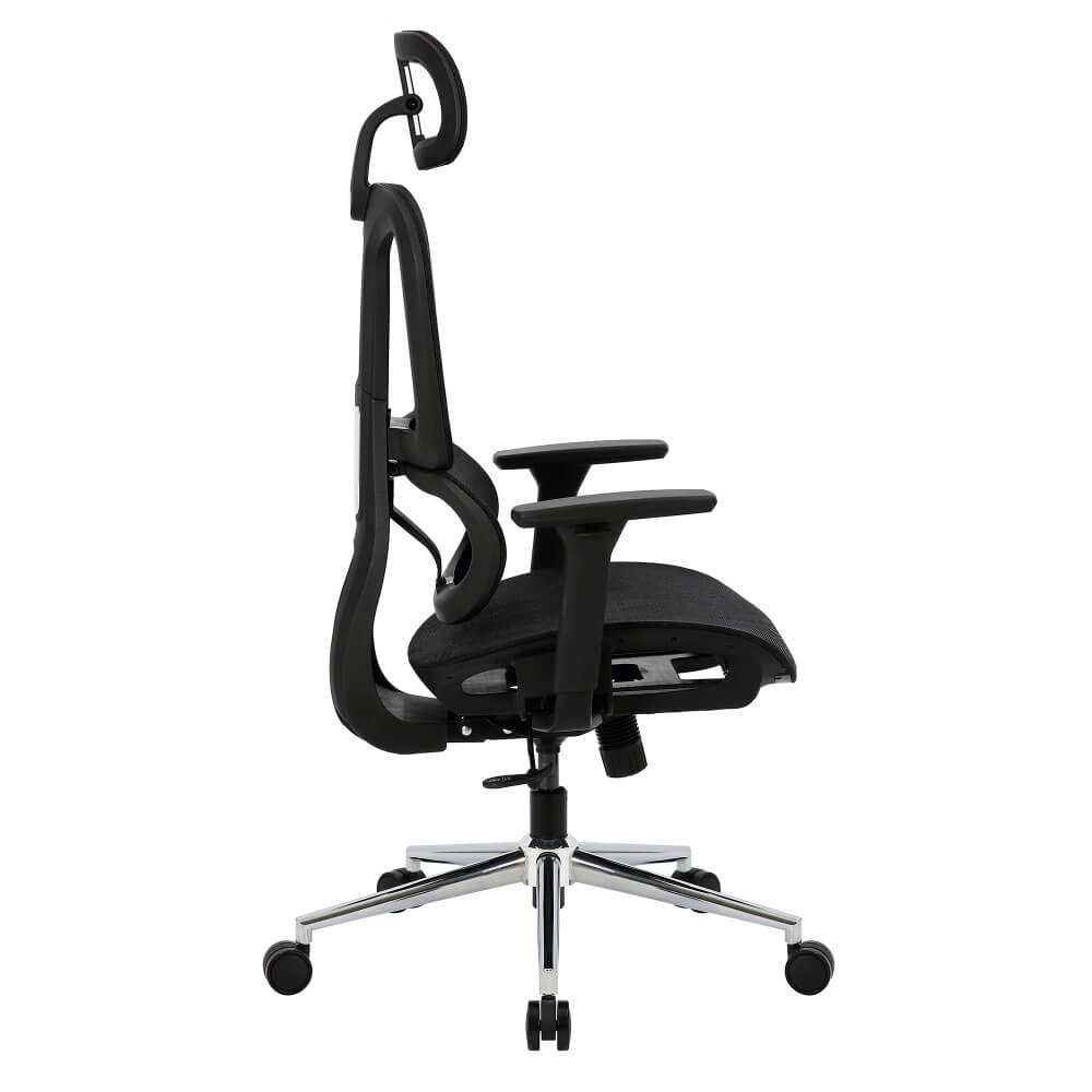 Cadeira Office Ergonômica Mesh Preto - Com apoio Lombar e Pescoço e Braço ajustável