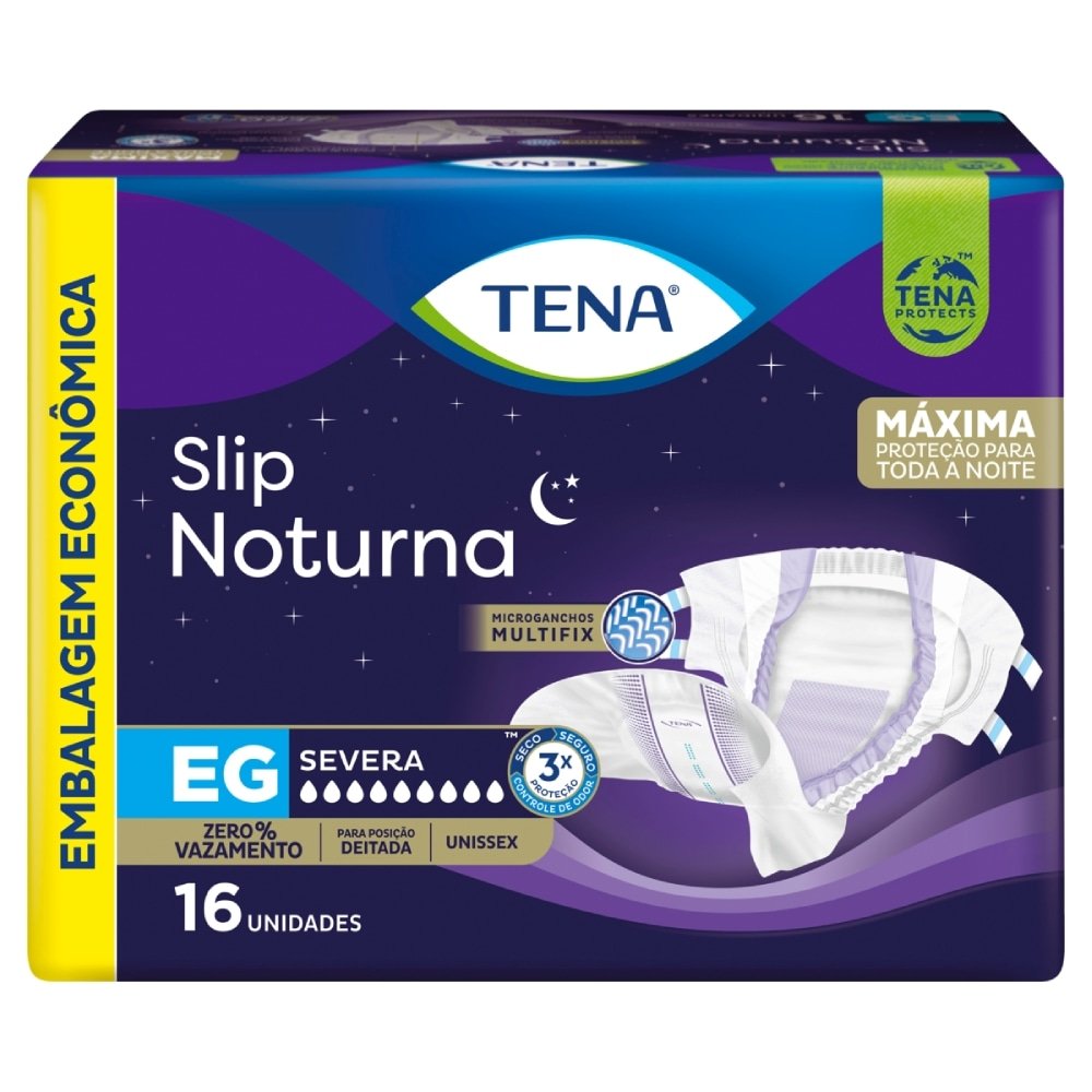 Fralda Descartavel Adulto Tena Slip Ultra Noturna Extra Grande - 4 pacotes com 16 Fraldas