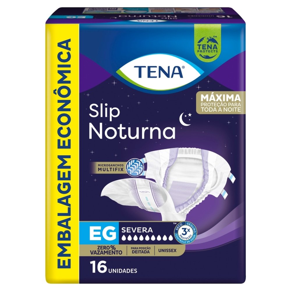 Fralda Descartavel Adulto Tena Slip Ultra Noturna Extra Grande - 4 pacotes com 16 Fraldas