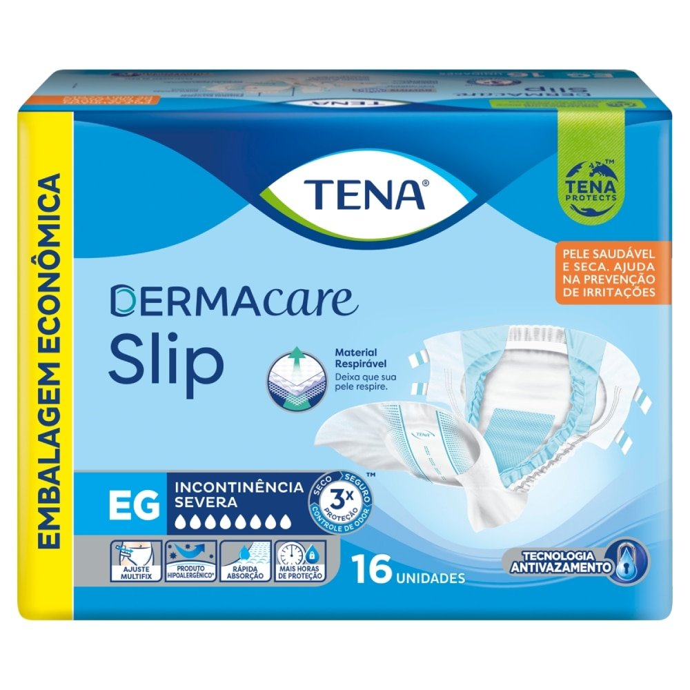 Fralda Descartável Tena Adulto Slip Tamanho XG - 4 Pacotes com 16 Fraldas - Total 64 Tiras