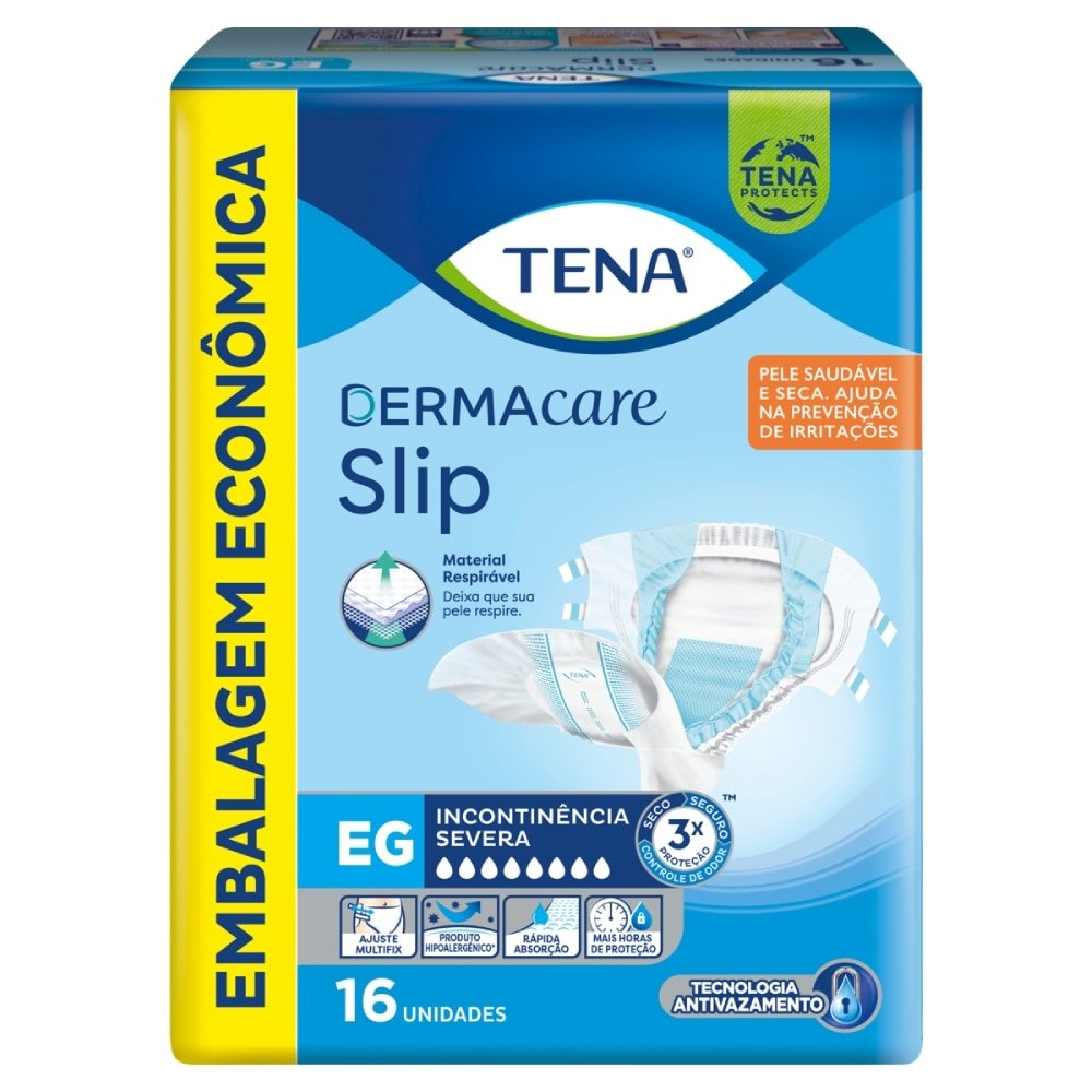 Fralda Descartável Tena Adulto Slip Tamanho XG - 4 Pacotes com 16 Fraldas - Total 64 Tiras