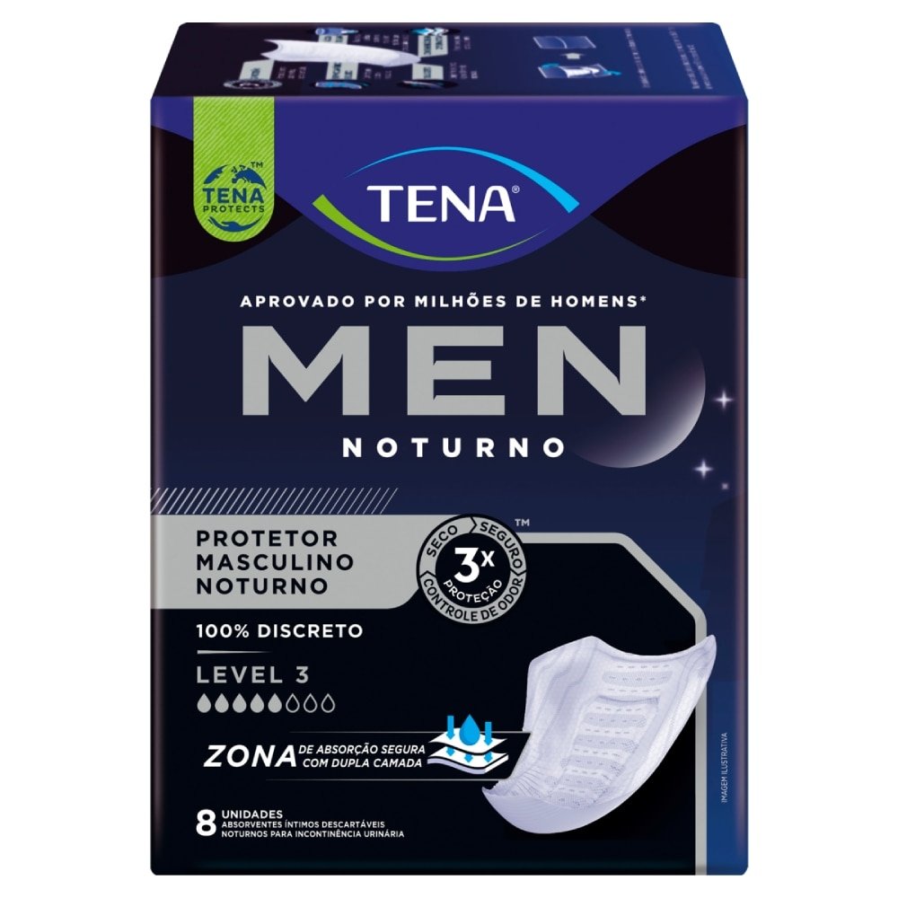 Absorvente Tena Men Noturno - Embalagem com 8 Unidades