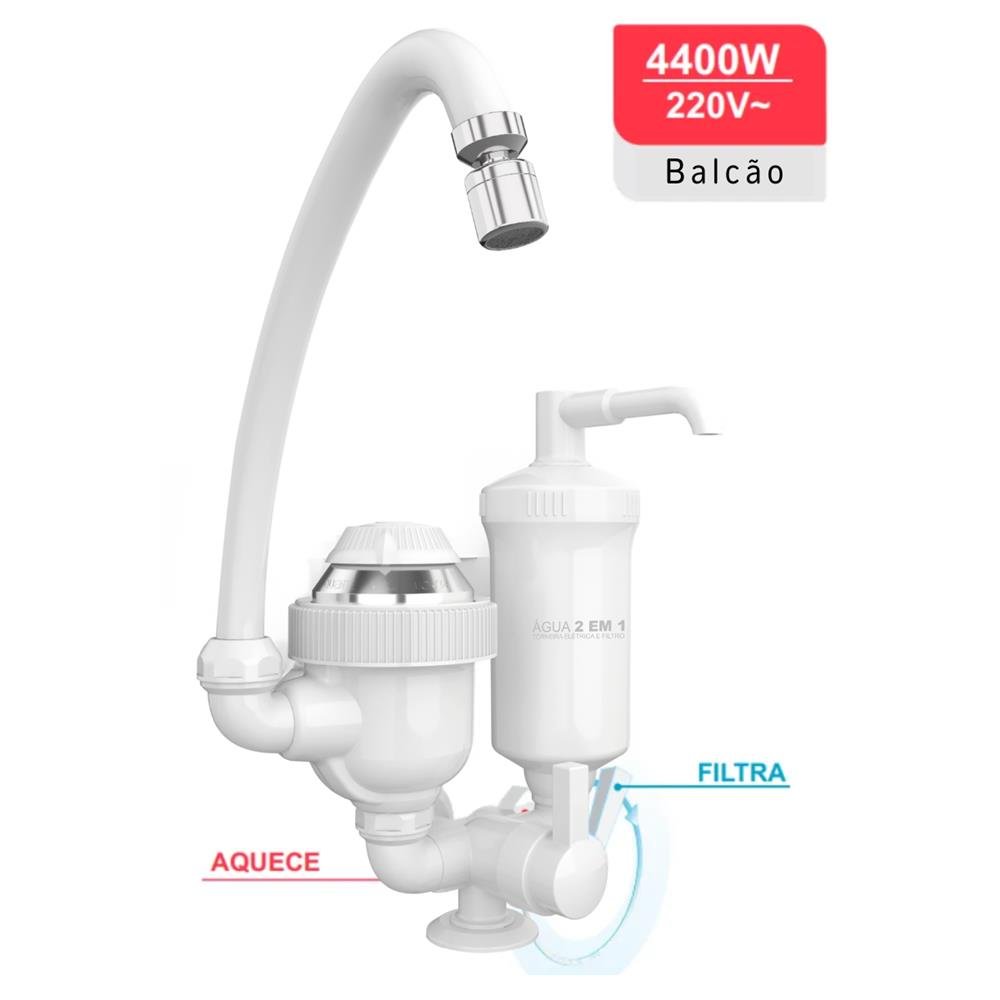 Torneira Elétrica de bancada com filtro Água 2 em 1 3T 220V 4400W TFB244 - Sintex
