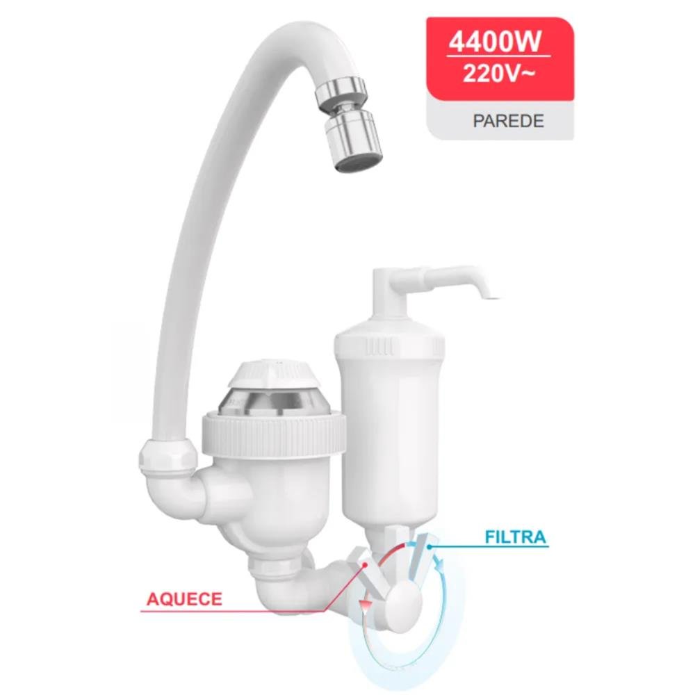 Torneira Elétrica de parede com filtro Água 2 em 1 3T 220V 4400W TFP244 - Sintex