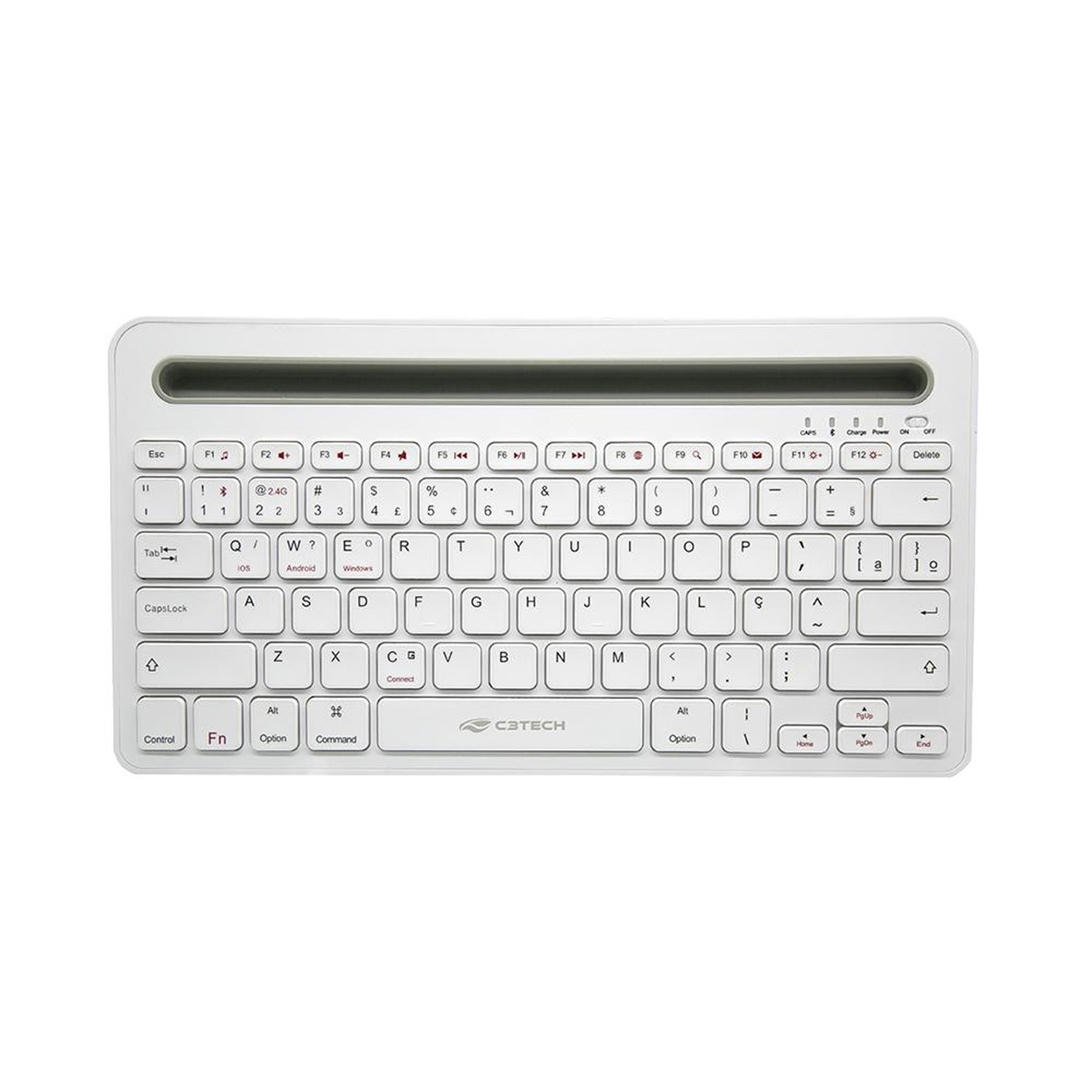 Teclado Sem Fio Bluetooth Multi Device, Branco C3tech - K-BT100WH