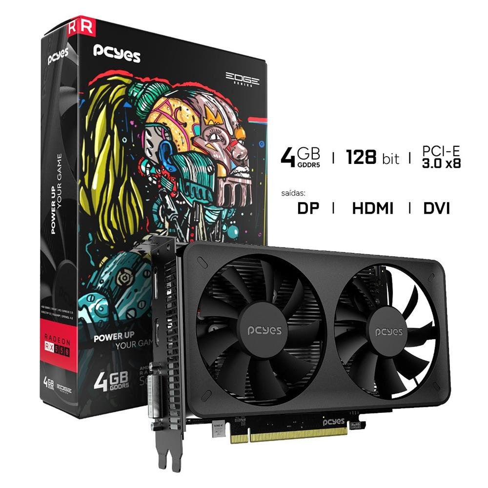 Placa De Video Pcyes Radeon Rx 550 Dual Fan, 4gb Gddr5, 128 Bits, Pvex5504gbdf