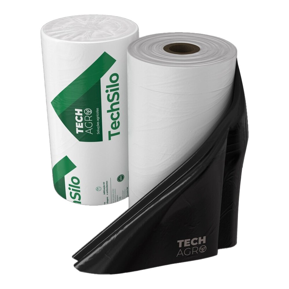 Lona Plástica TechAgro Techsilo 6x100m, 60kg, 120 Micra, Preta/Branca