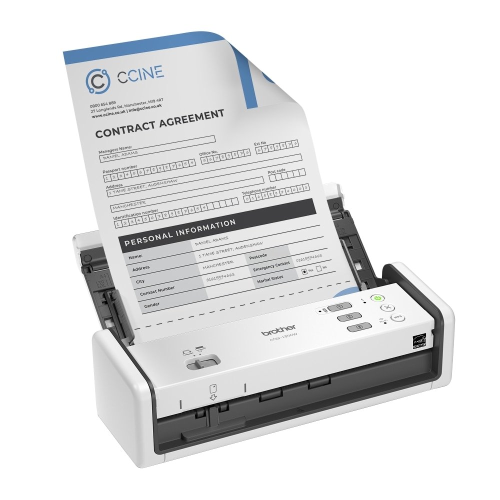Scanner de Mesa Brother ADS1350W - USB e Wireless, Branco